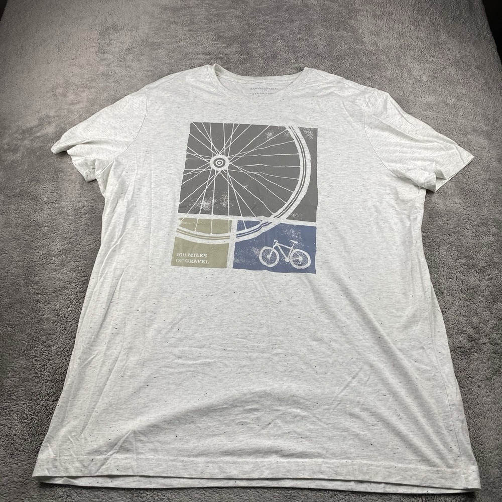 Banana‎ Republic T Shirt Men Bicycle Diagram Graphic Mens XXL Tall Gray